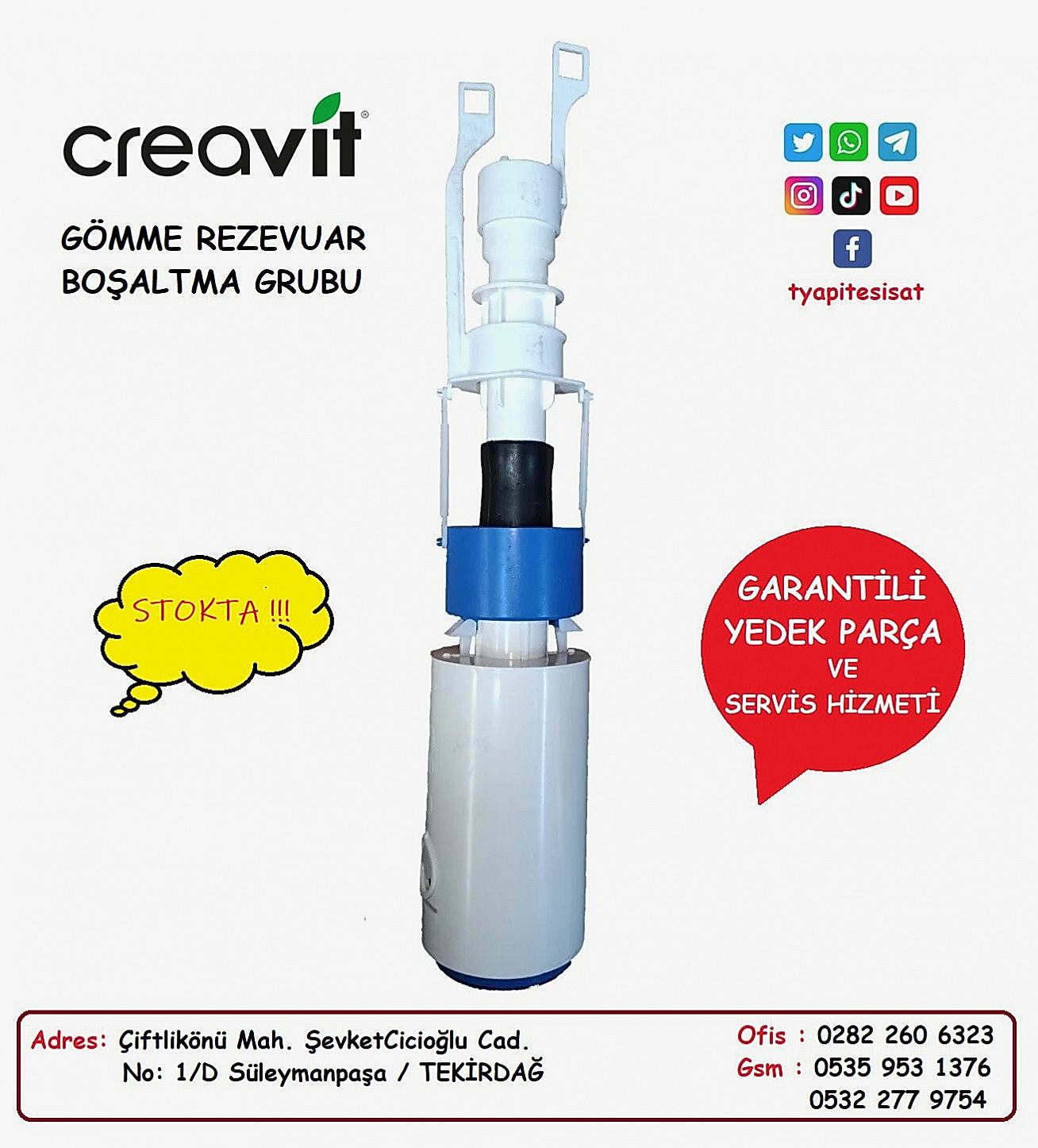 CREAVİT GÖMME REZERVUAR&nbsp;  CREAVİT BOŞALTMA GRUBU 