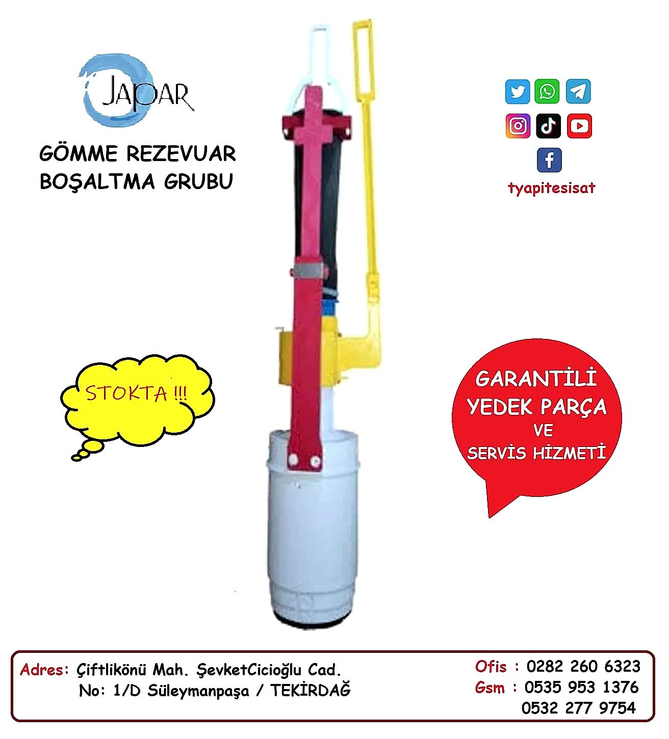 JAPAR GÖMME REZERVUAR JAPAR BOŞALTMA GRUBU (İnce Model)